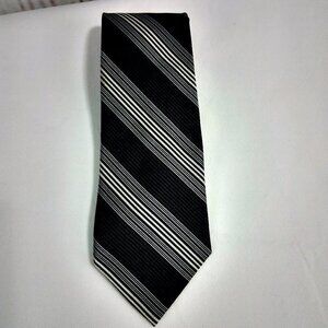 Campia Moda Men's Black Striped Silk Long Tie 3.75"x60.5"